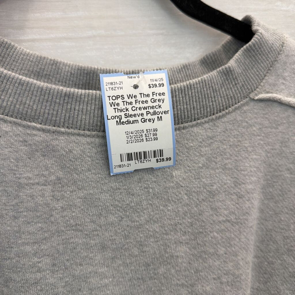 We The Free Grey Thick Crewneck Long Sleeve Pullover Medium
