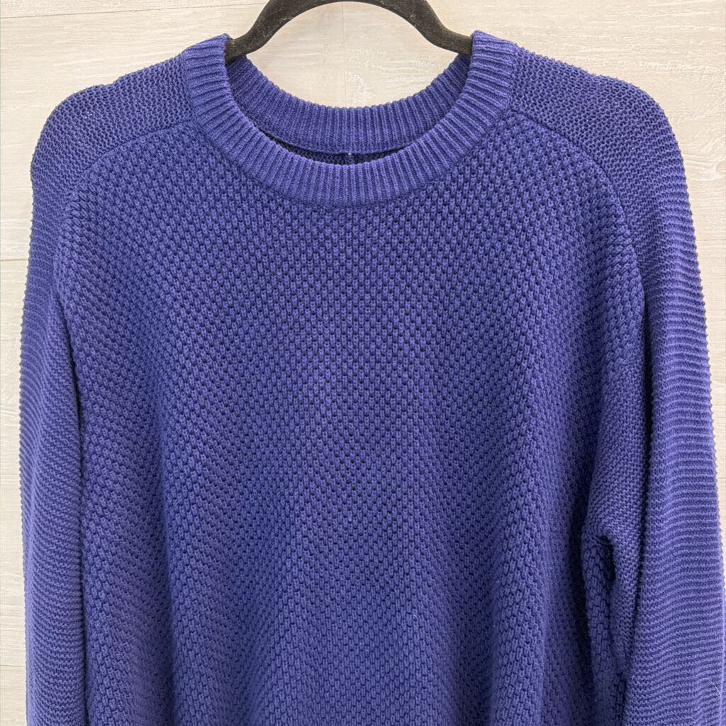 Loft Blue Textured Knit Long Sleeve Sweater Top Large