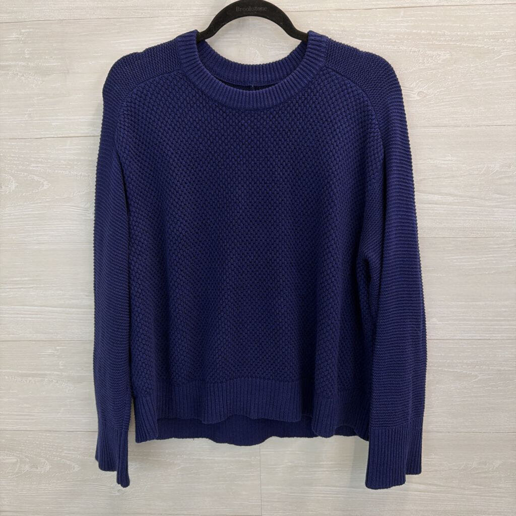 Loft Blue Textured Knit Long Sleeve Sweater Top Large