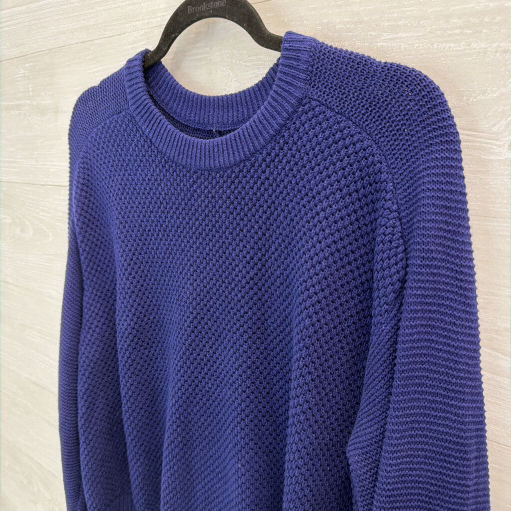 Loft Blue Textured Knit Long Sleeve Sweater Top Large