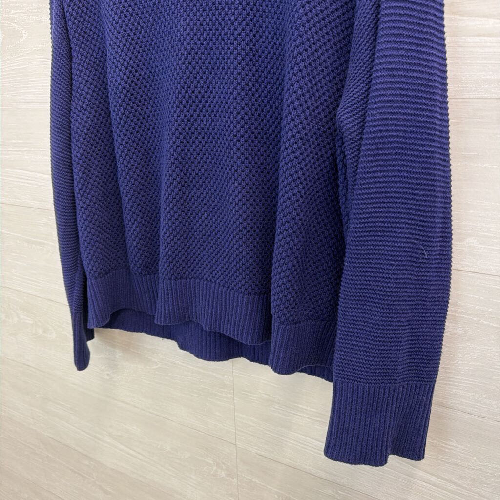 Loft Blue Textured Knit Long Sleeve Sweater Top Large