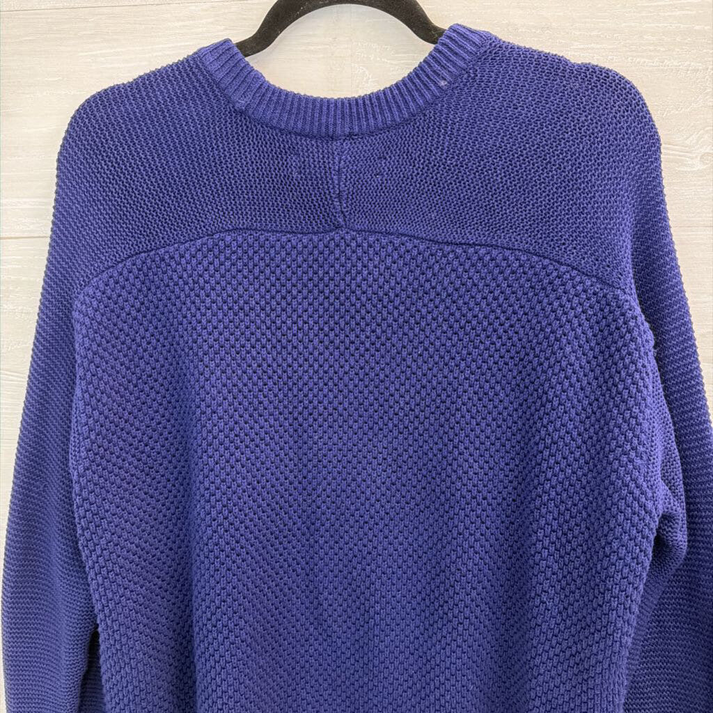 Loft Blue Textured Knit Long Sleeve Sweater Top Large