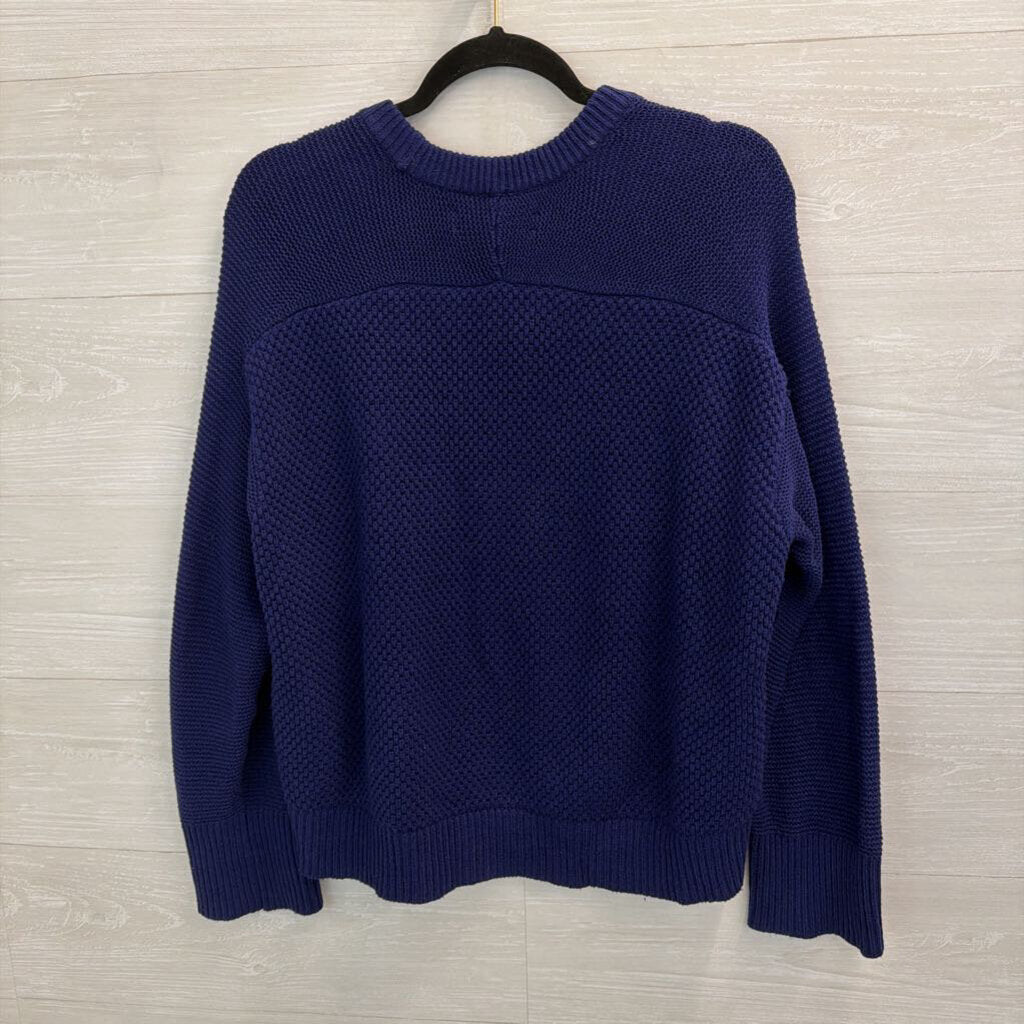 Loft Blue Textured Knit Long Sleeve Sweater Top Large