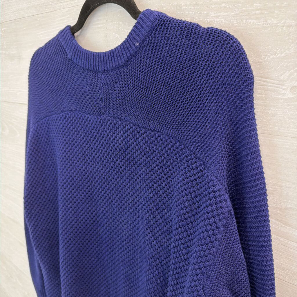 Loft Blue Textured Knit Long Sleeve Sweater Top Large