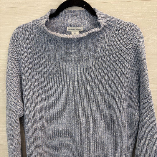 Cupcakes and Cashmere Blue Knit Mock Neck Sweater Medium