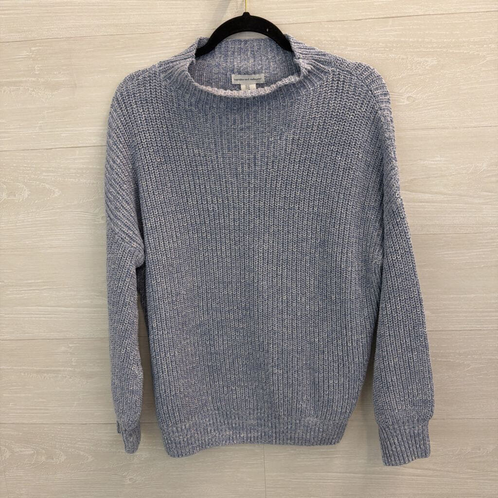 Cupcakes and Cashmere Blue Knit Mock Neck Sweater Medium