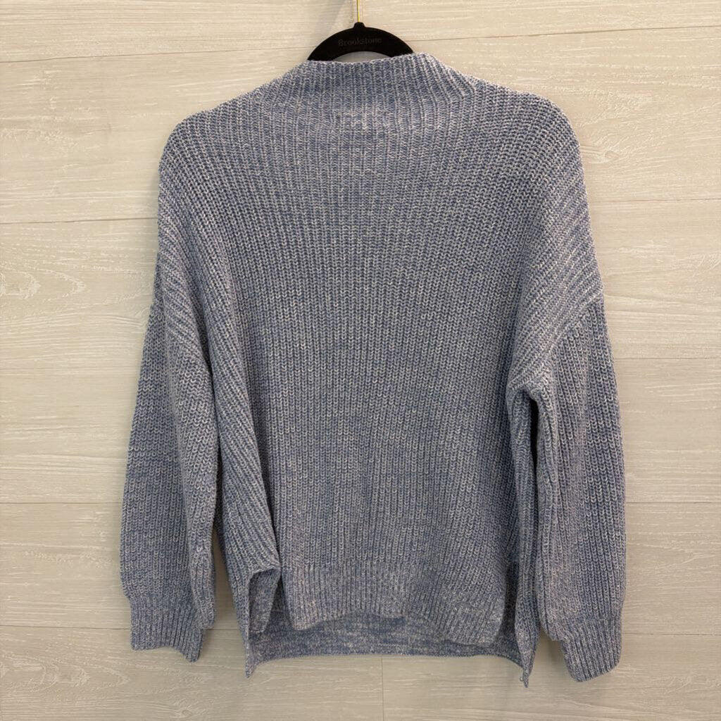 Cupcakes and Cashmere Blue Knit Mock Neck Sweater Medium