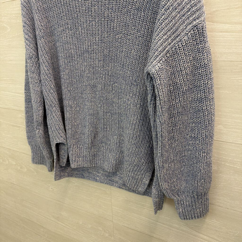 Cupcakes and Cashmere Blue Knit Mock Neck Sweater Medium