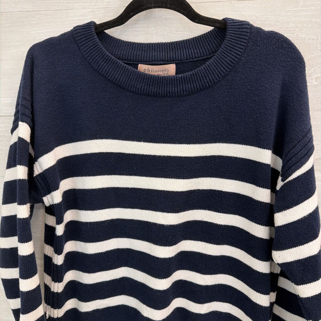 Philosophy Navy/ White Striped Sweater Extra Large