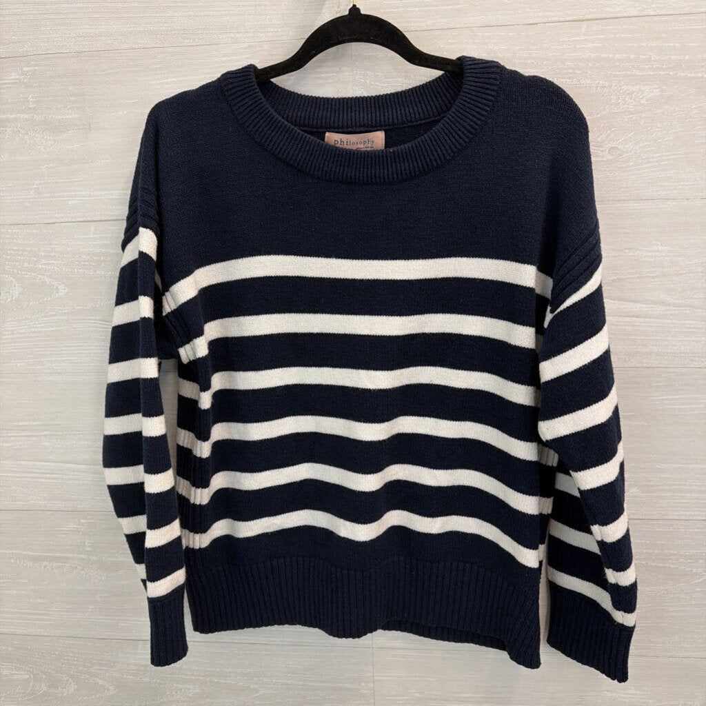 Philosophy Navy/ White Striped Sweater Extra Large