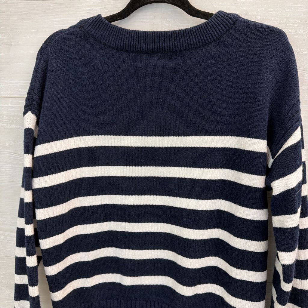 Philosophy Navy/ White Striped Sweater Extra Large