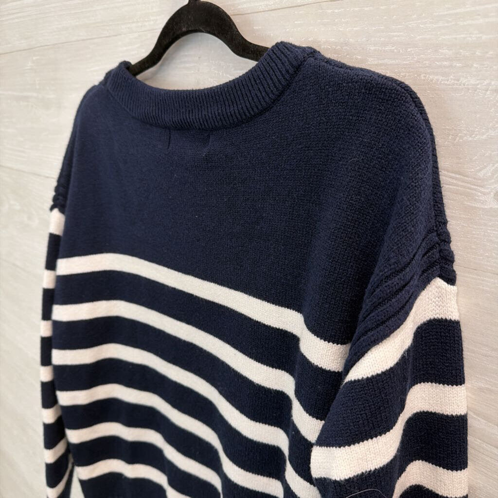 Philosophy Navy/ White Striped Sweater Extra Large