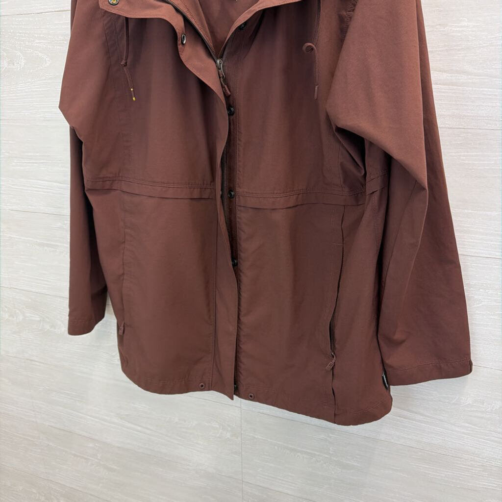 REI Brown Zip Up Hooded Windbreaker Jacket Large