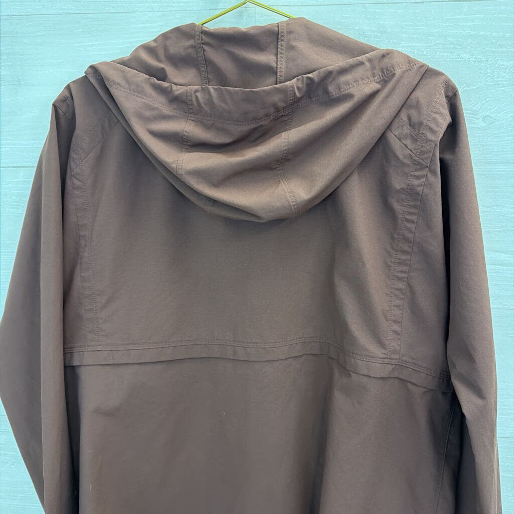 REI Brown Zip Up Hooded Windbreaker Jacket Large