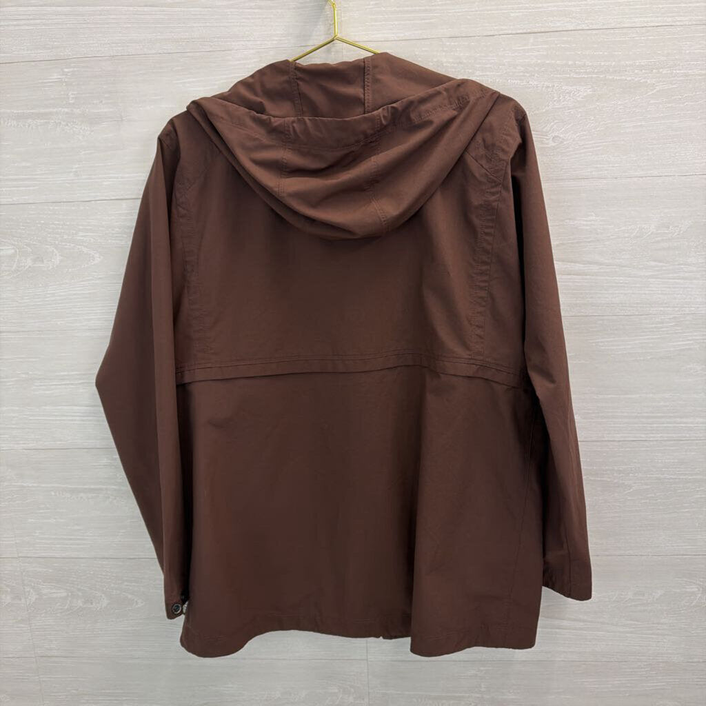 REI Brown Zip Up Hooded Windbreaker Jacket Large