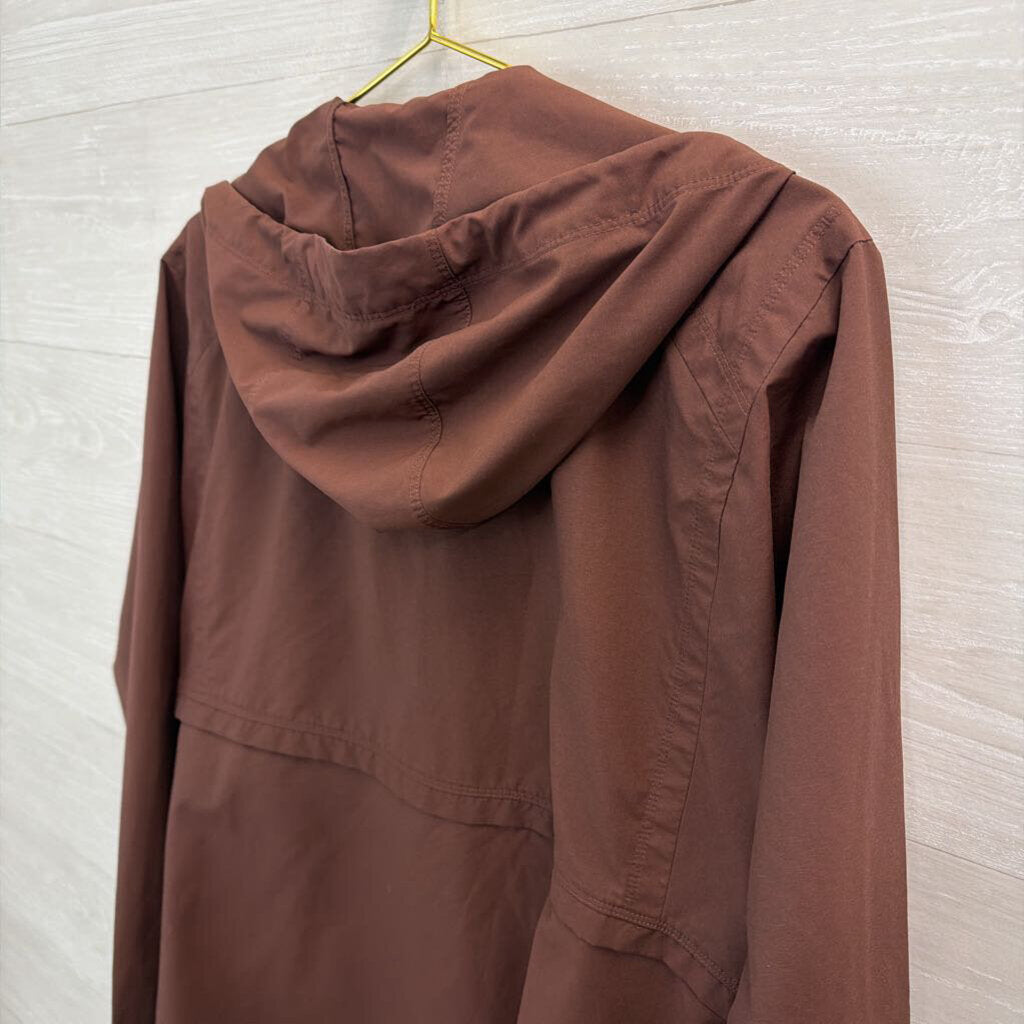 REI Brown Zip Up Hooded Windbreaker Jacket Large