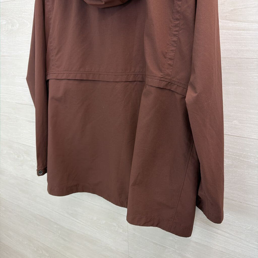 REI Brown Zip Up Hooded Windbreaker Jacket Large