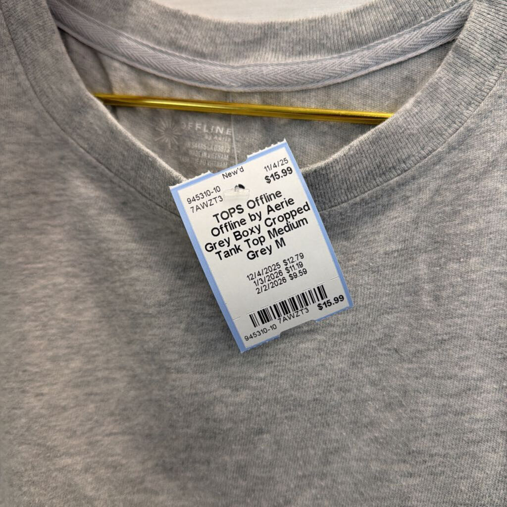 Offline by Aerie Grey Boxy Cropped Tank Top Medium