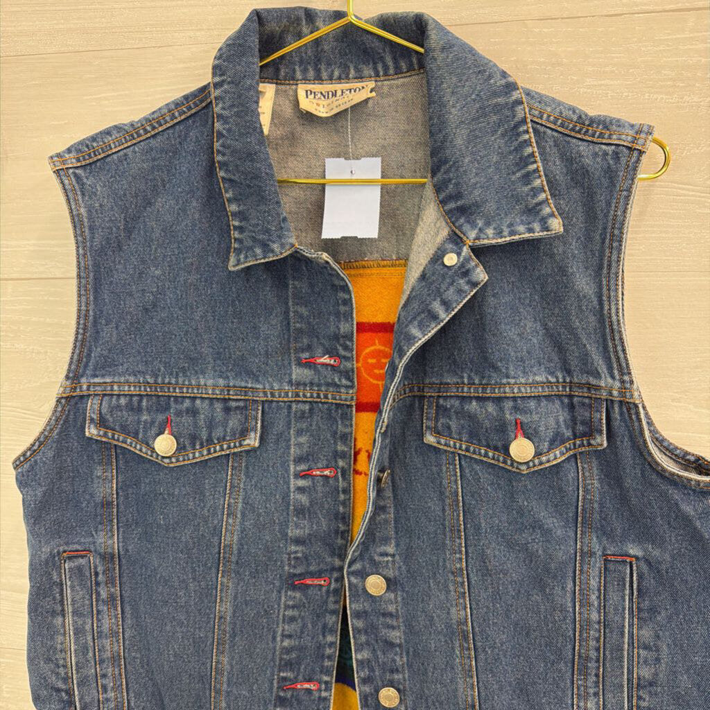 Vintage Pendleton Denim Print Back Vest Large