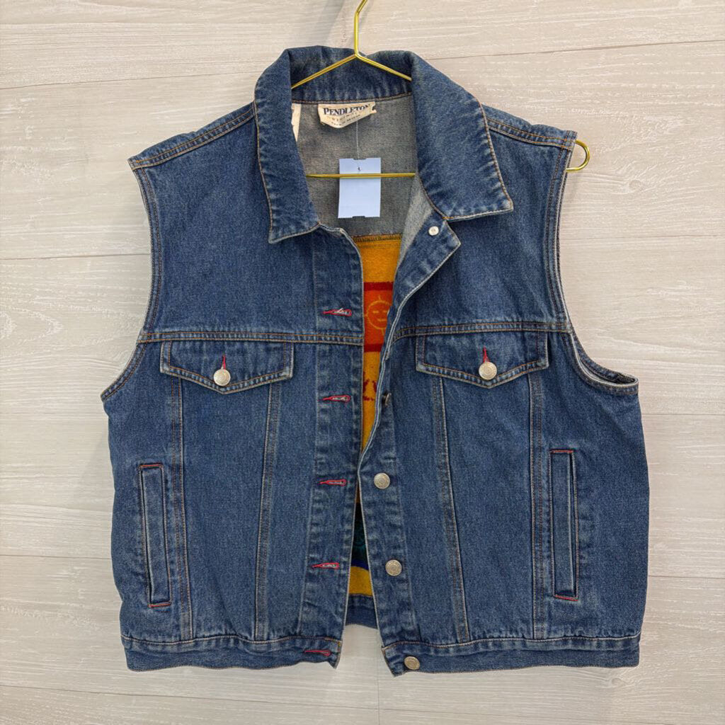 Vintage Pendleton Denim Print Back Vest Large