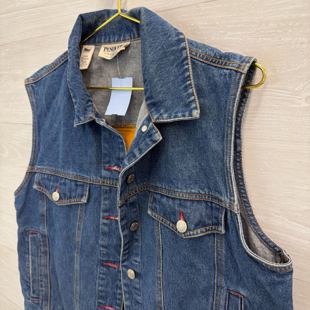 Vintage Pendleton Denim Print Back Vest Large