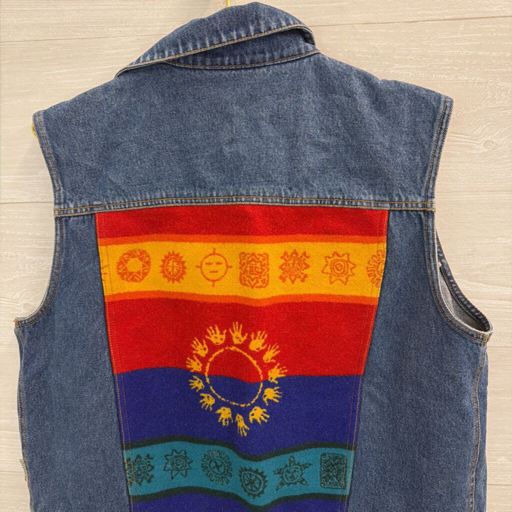 Vintage Pendleton Denim Print Back Vest Large