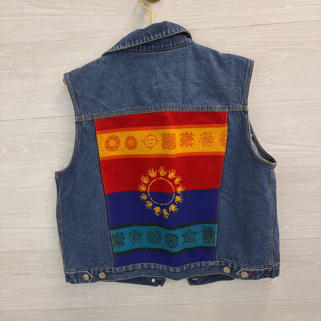 Vintage Pendleton Denim Print Back Vest Large