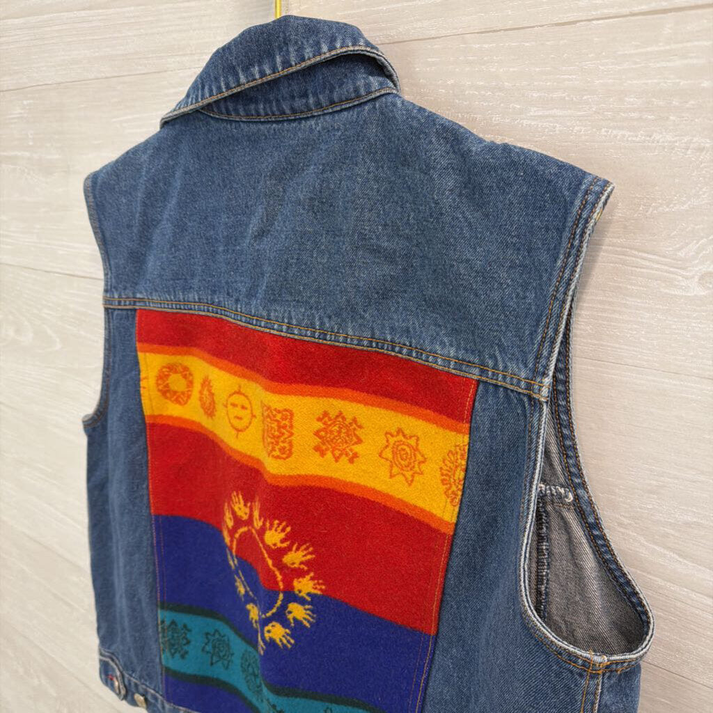 Vintage Pendleton Denim Print Back Vest Large
