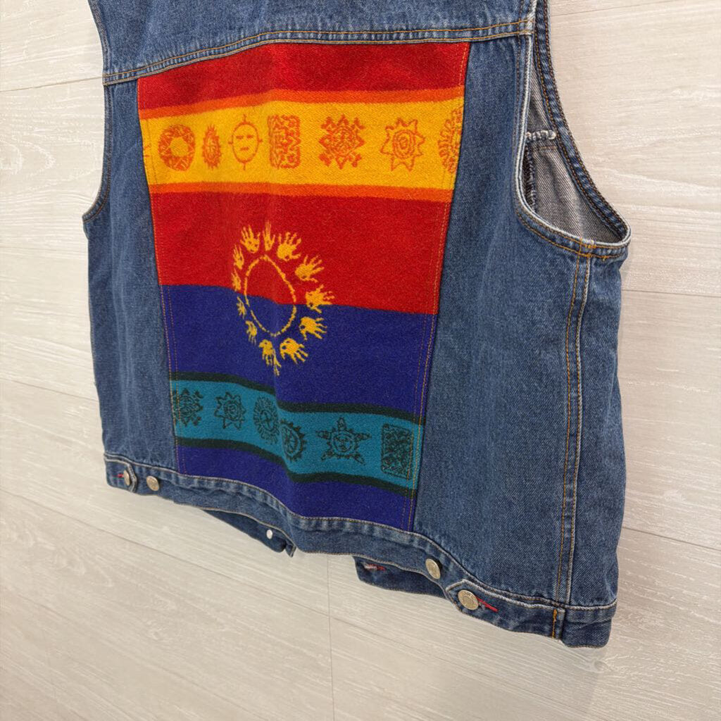 Vintage Pendleton Denim Print Back Vest Large