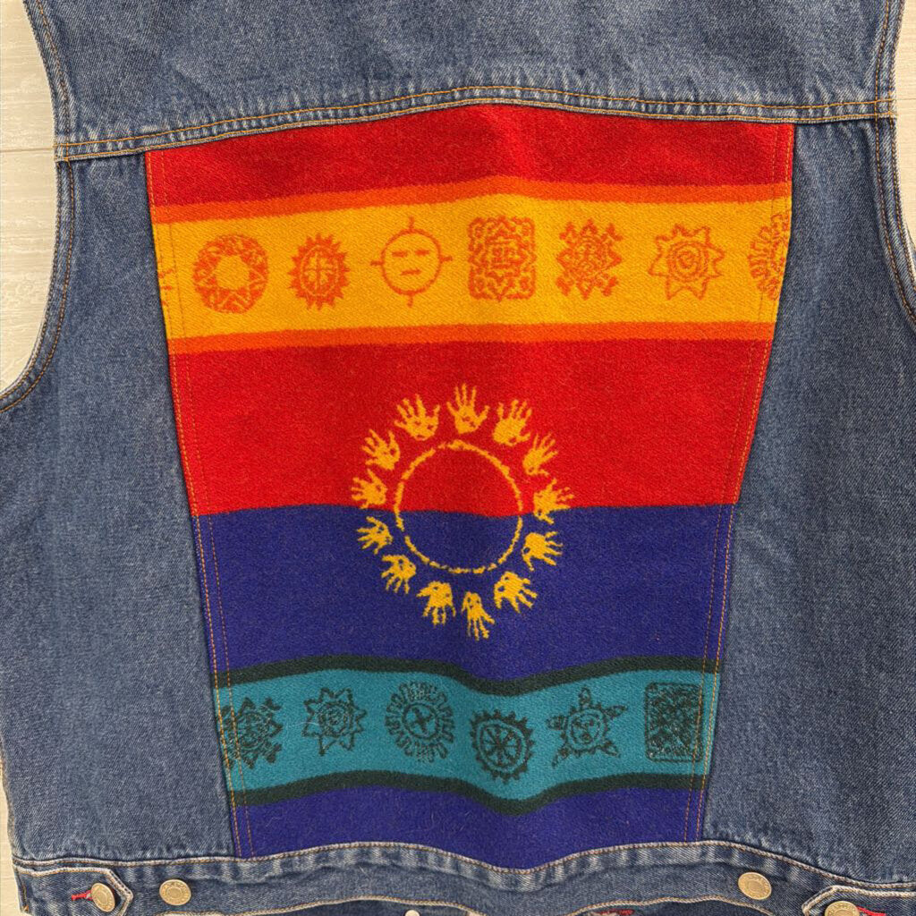 Vintage Pendleton Denim Print Back Vest Large