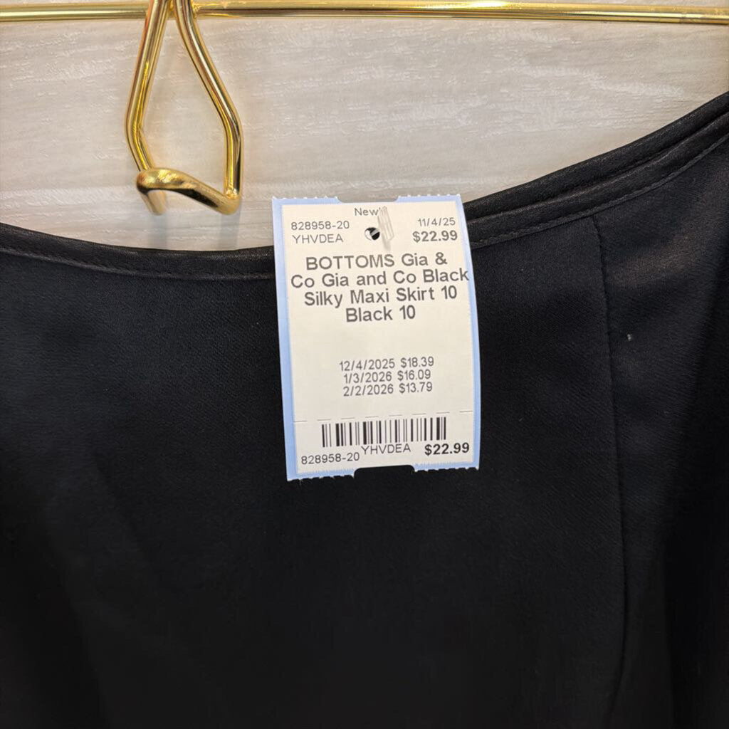 Gia and Co Black Silky Maxi Skirt 10