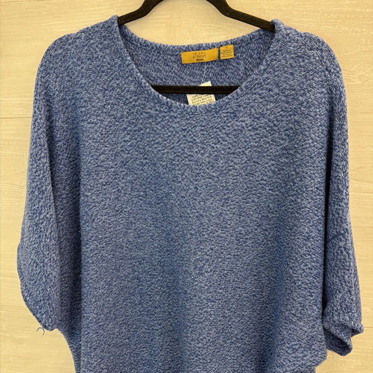 Valerie Stevens Blue Knit Fringe Hem Long Sleeve Top 1X