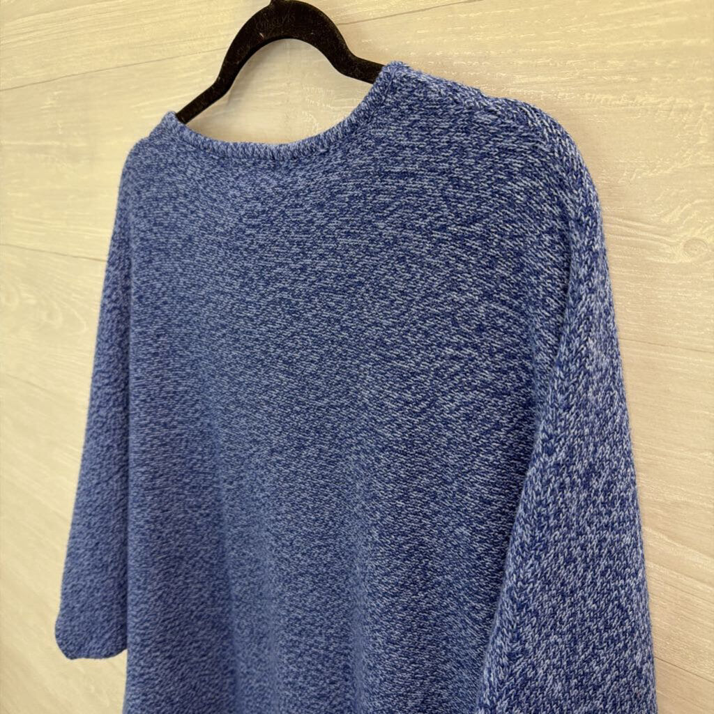 Valerie Stevens Blue Knit Fringe Hem Long Sleeve Top 1X