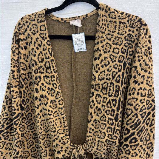 Chicos Brown/ Black Leopard Print Tie Front Long Sleeve Top Extra Large