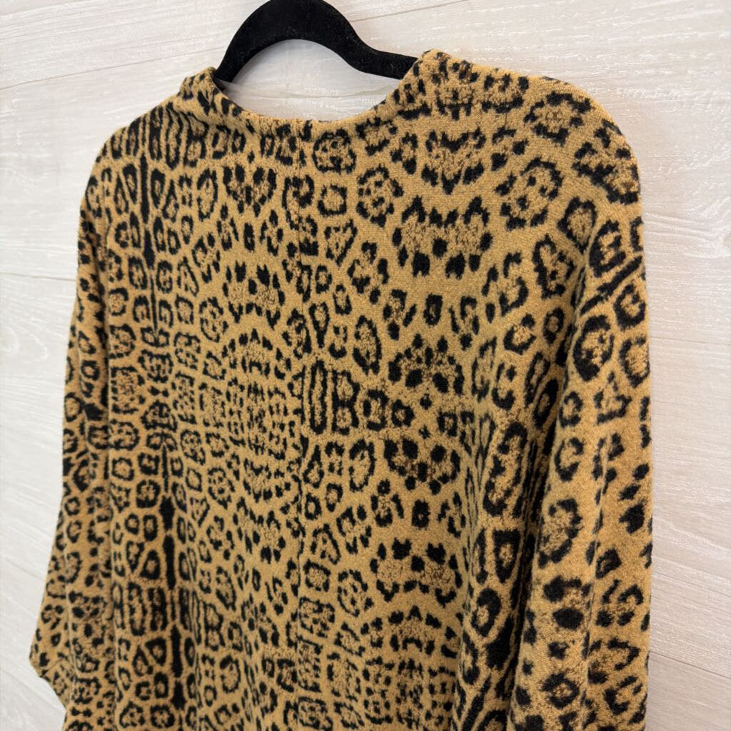 Chicos Brown/ Black Leopard Print Tie Front Long Sleeve Top Extra Large