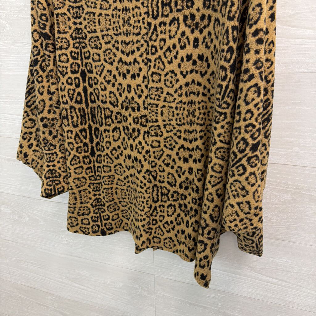 Chicos Brown/ Black Leopard Print Tie Front Long Sleeve Top Extra Large