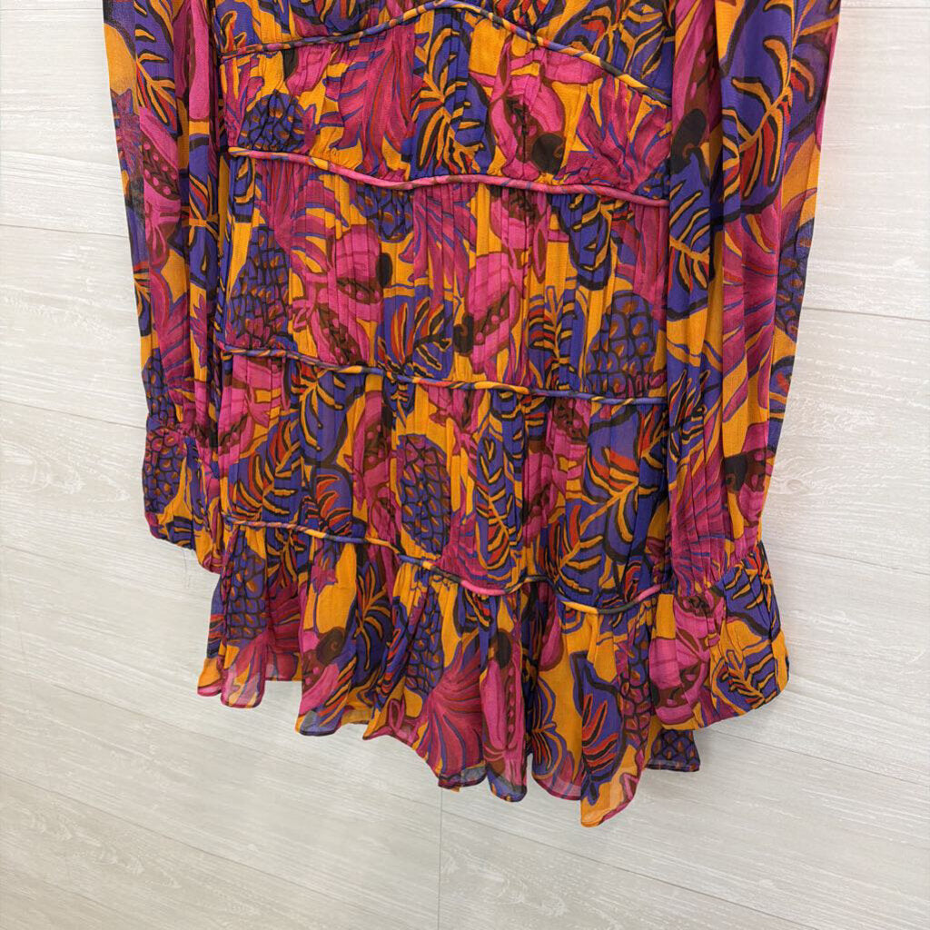 Farm Rio Pink/ Multi Fruit Dream Long Sleeve Dress Small