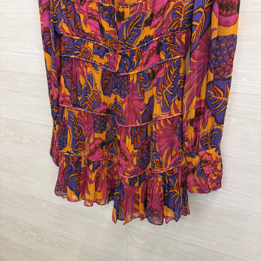 Farm Rio Pink/ Multi Fruit Dream Long Sleeve Dress Small