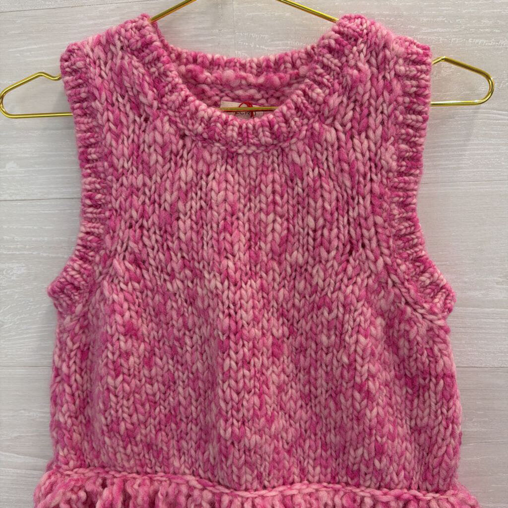 Pilcro Pink Knit Fringe Hem Tank Top Small