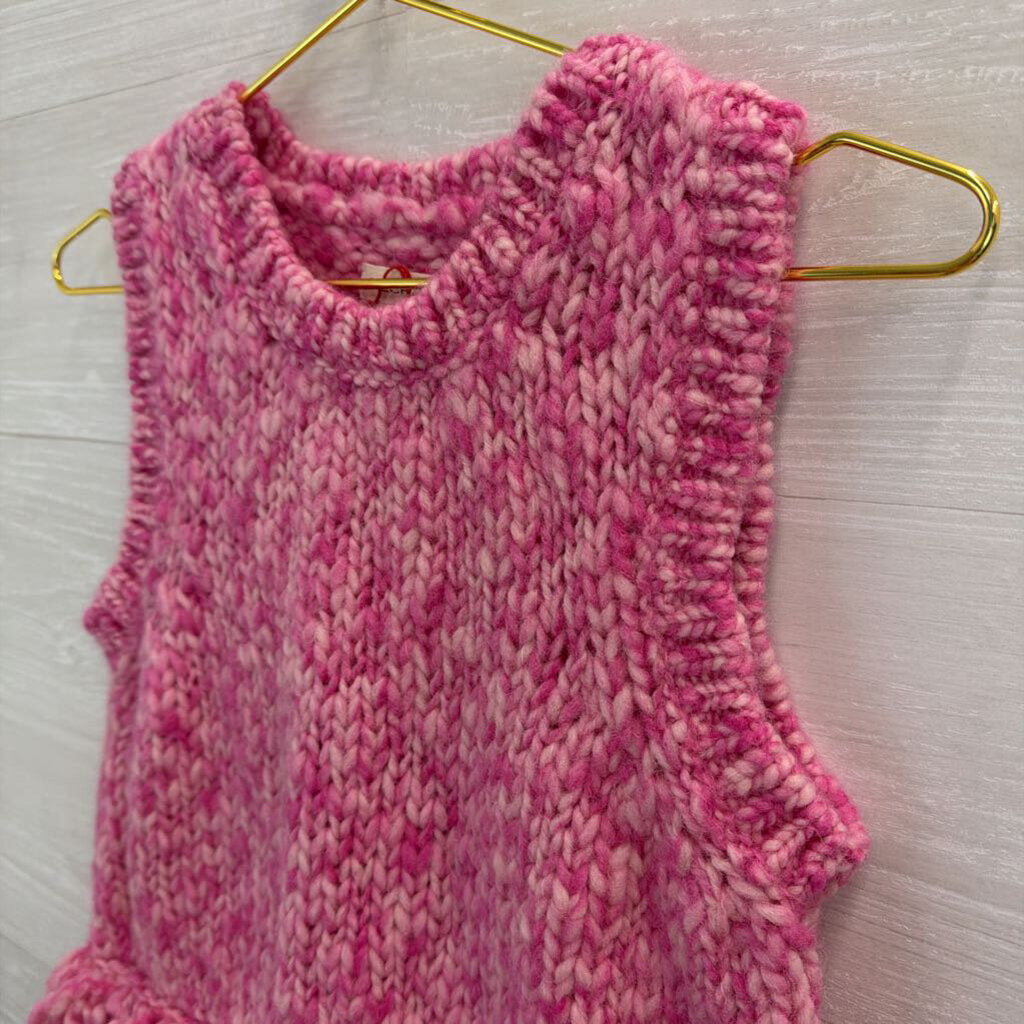 Pilcro Pink Knit Fringe Hem Tank Top Small