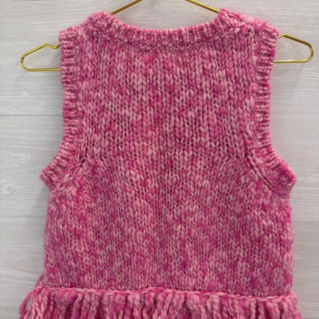 Pilcro Pink Knit Fringe Hem Tank Top Small