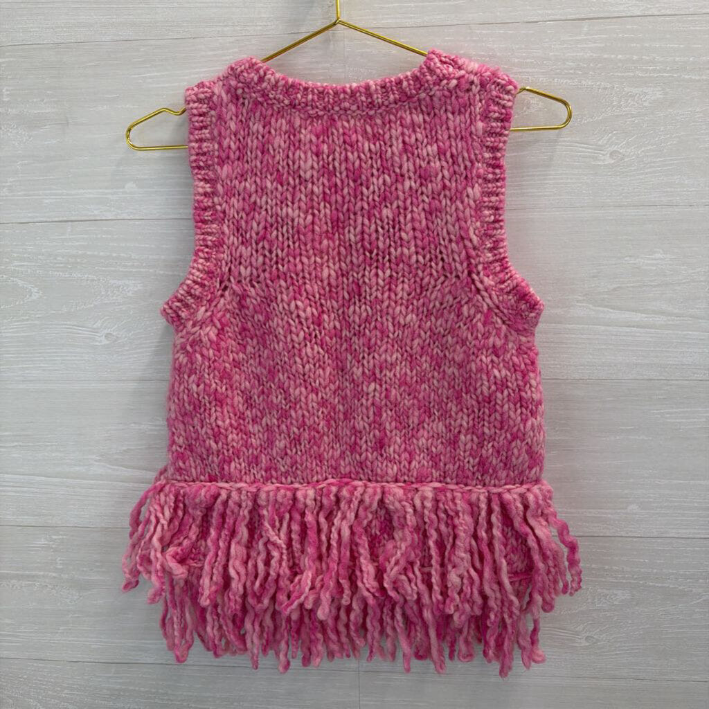 Pilcro Pink Knit Fringe Hem Tank Top Small