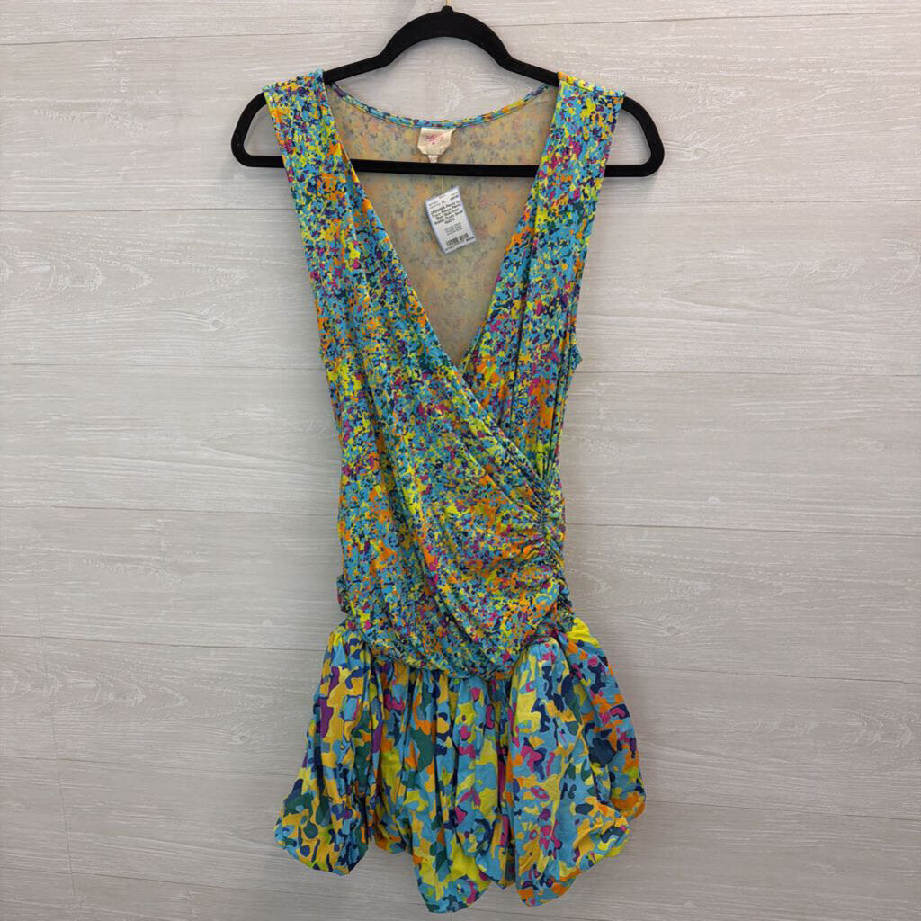 Plenty Blue/ Multi Print Bubble Dress Small