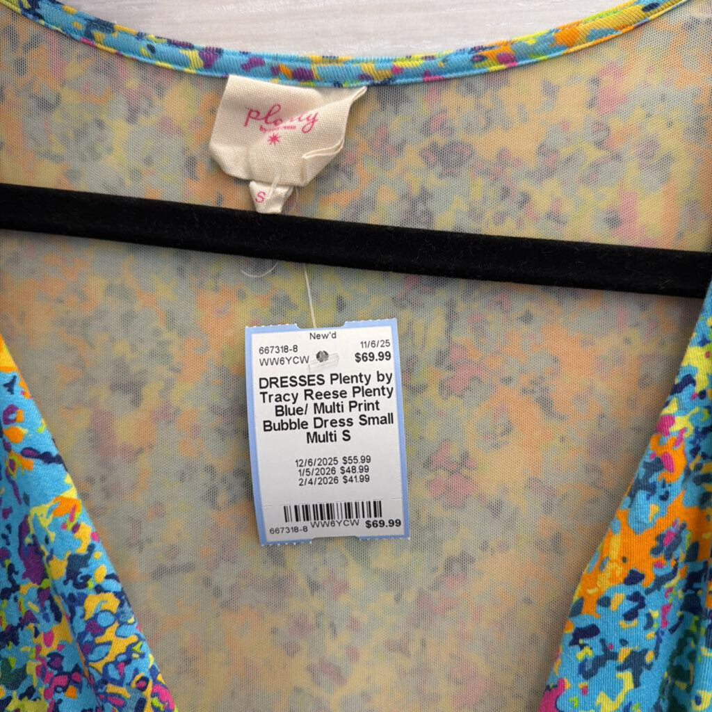 Plenty Blue/ Multi Print Bubble Dress Small