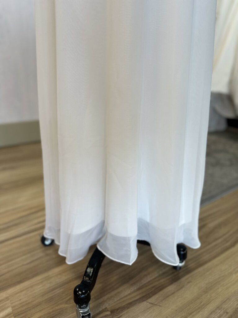 Dessy Collection Ivory Lace Short Sleeve Top Bridal Gown 14