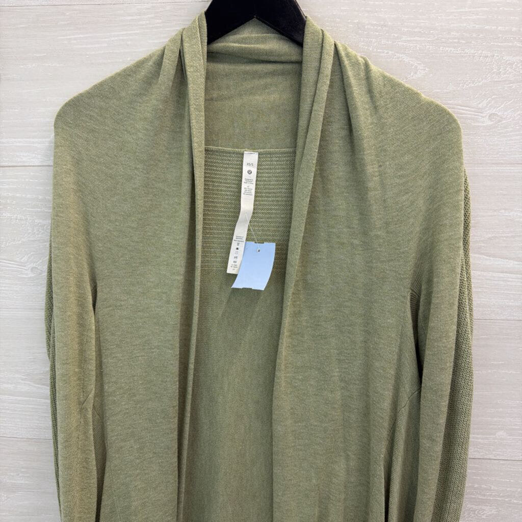 Lululemon Green Knit Open Front Cardigan Sweater Extra Small/ Small
