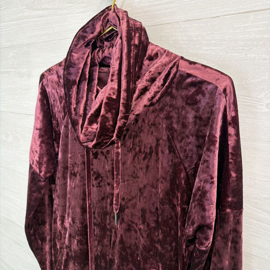 Betsey Johnson Purple Crushed Velvet Long Sleeve Pullover Top Medium