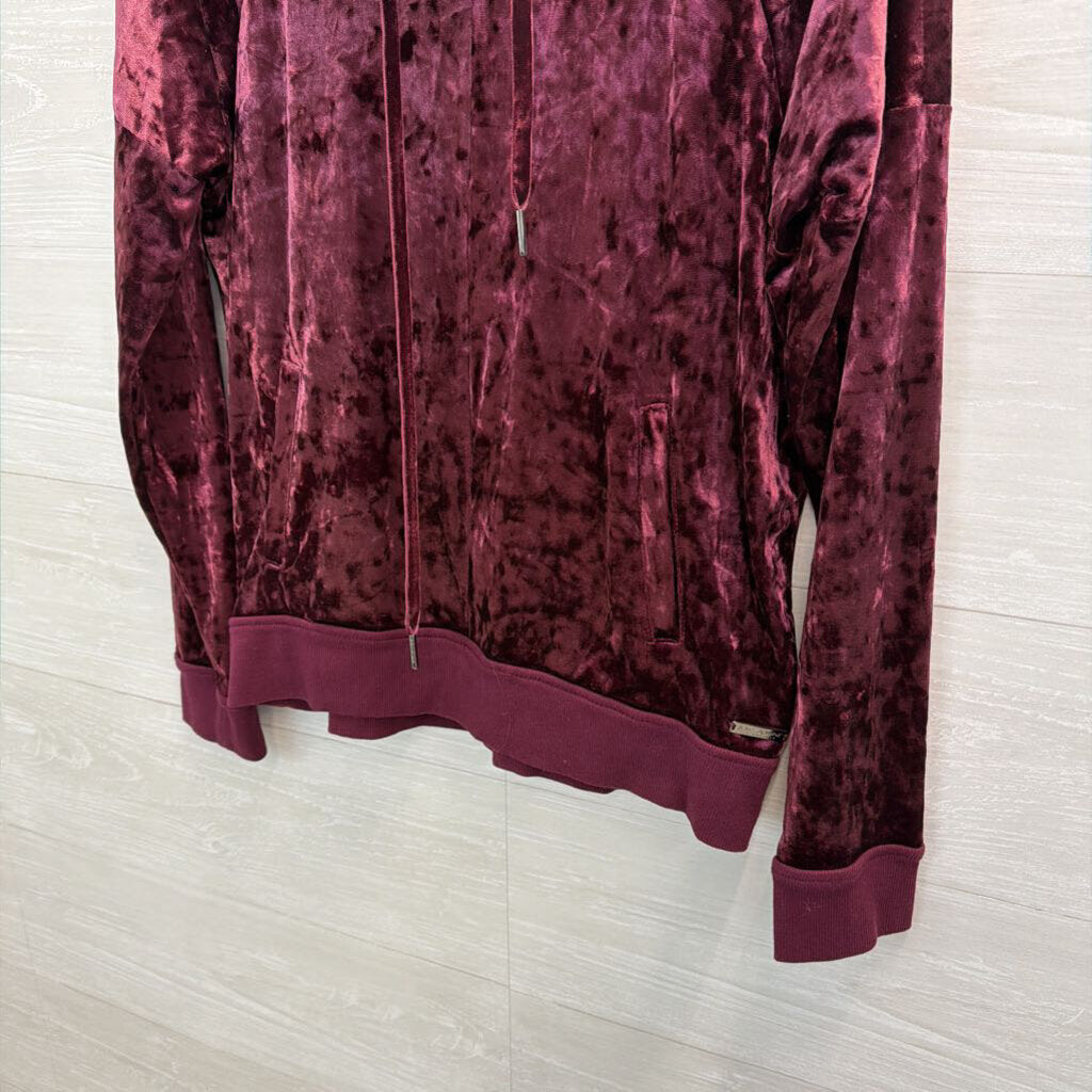 Betsey Johnson Purple Crushed Velvet Long Sleeve Pullover Top Medium
