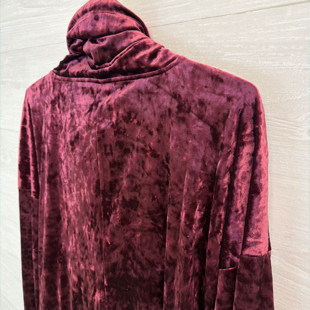 Betsey Johnson Purple Crushed Velvet Long Sleeve Pullover Top Medium