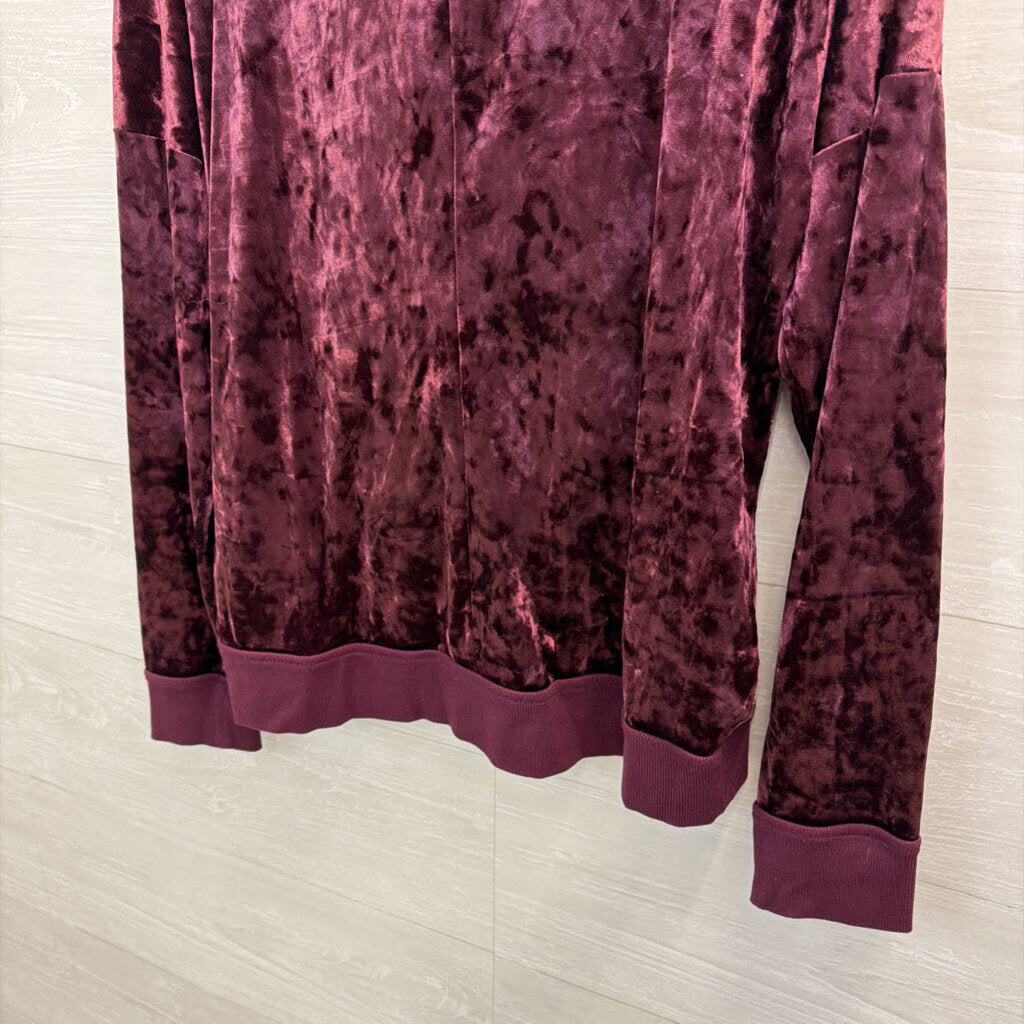 Betsey Johnson Purple Crushed Velvet Long Sleeve Pullover Top Medium